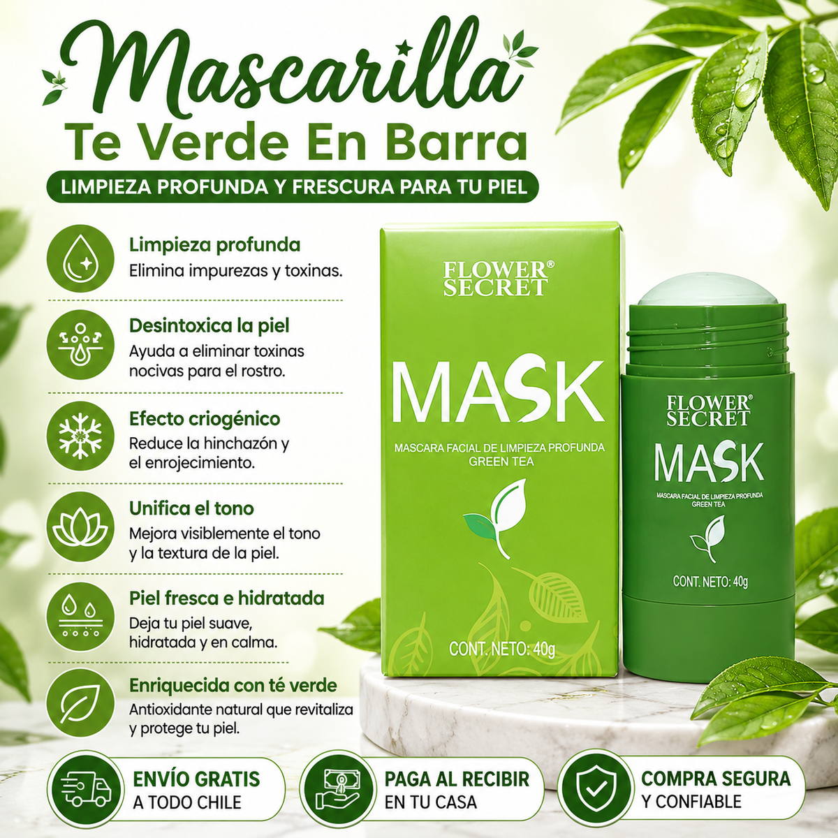 Mascarilla Té Verde en Barra