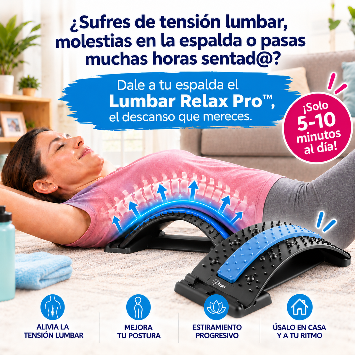 Lumbar Relax Pro™– Masajeador y Estirador de Espalda para Relajación y Bienestar