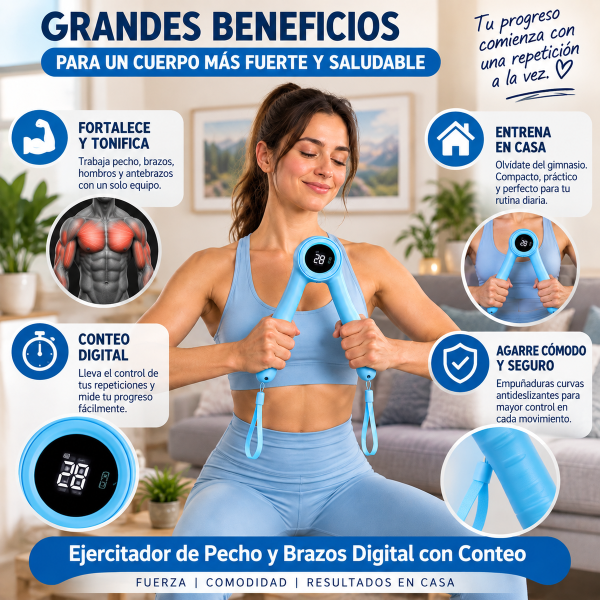 Ejercitador Fuerza Muscular, Digital Con Conteo