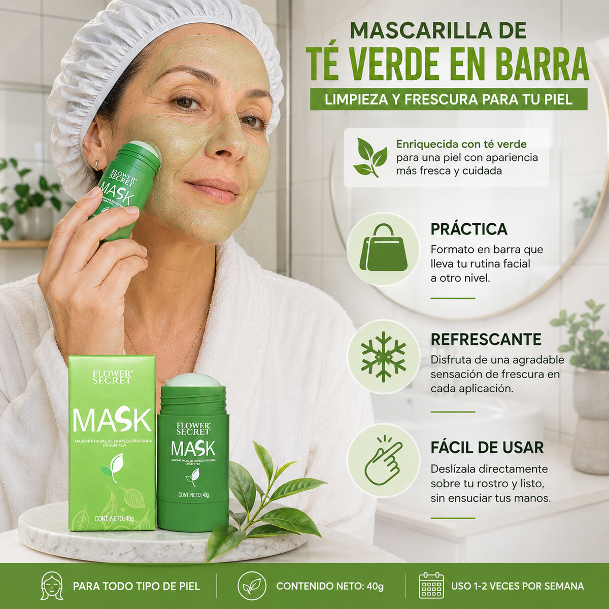 Mascarilla Té Verde en Barra