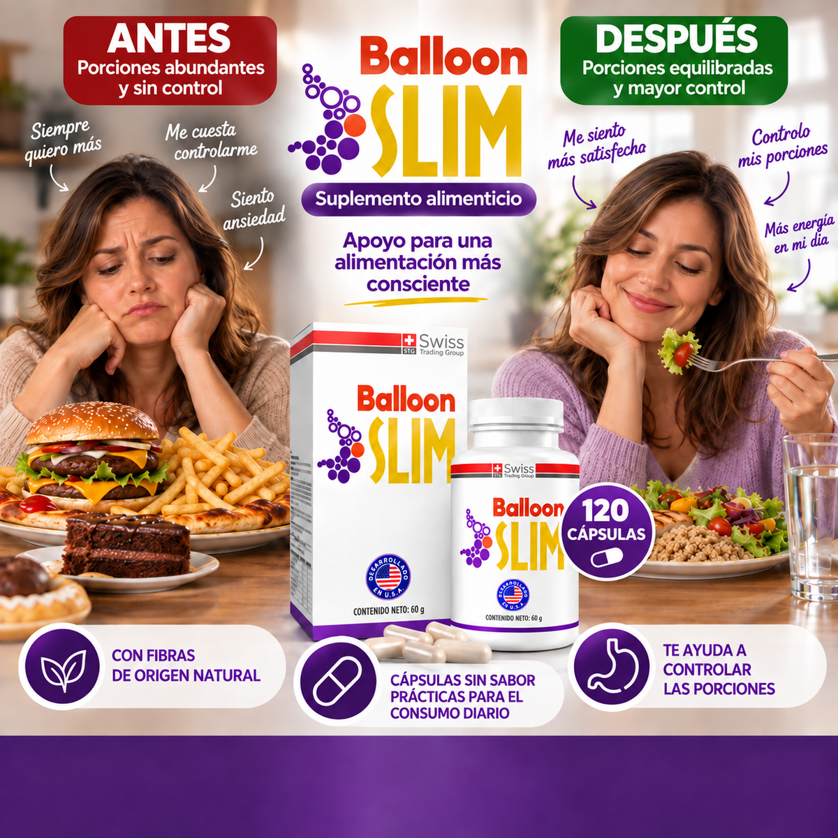 Balloon Slim 120 Cápsulas Suplemento Control Apetito