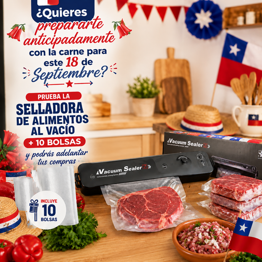 Selladora De Alimentos Al Vacio + 10 Bolsas