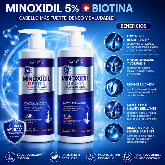 Set Shampoo+Acondicionador Minoxidil 5% + Biotina
