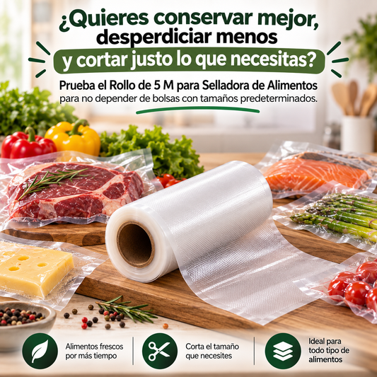 Rollo 5 Mts. Bolsas para Selladora de Alimentos