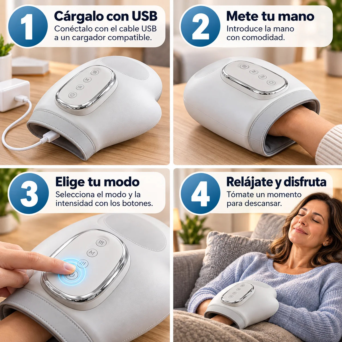 ManoFlex 360™ – Masajeador Inteligente de Manos con Calor Relajante
