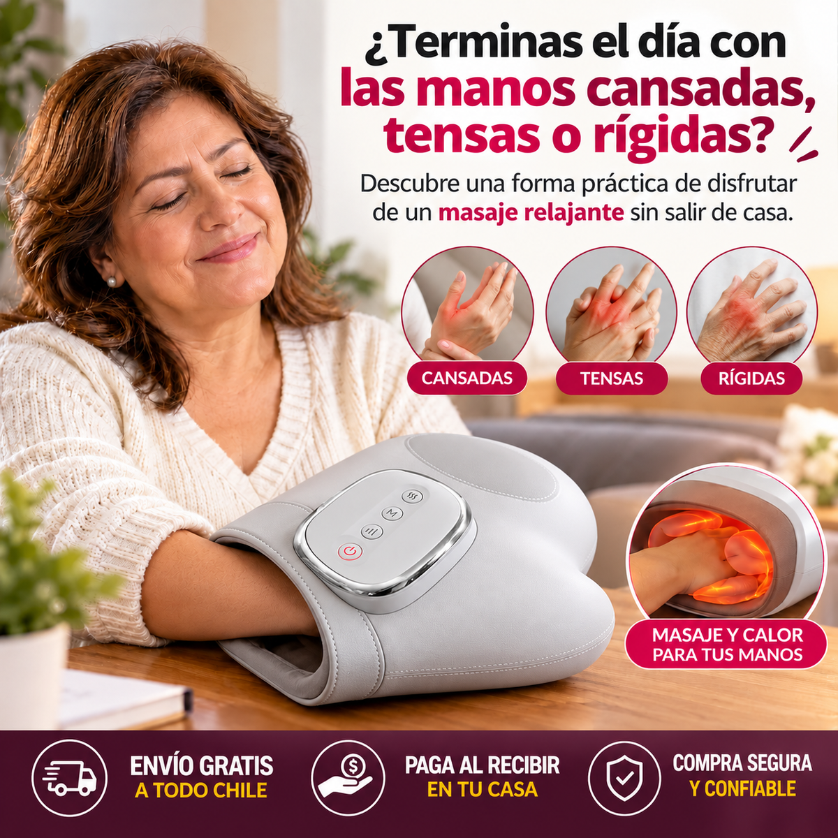 ManoFlex 360™ – Masajeador Inteligente de Manos con Calor Relajante
